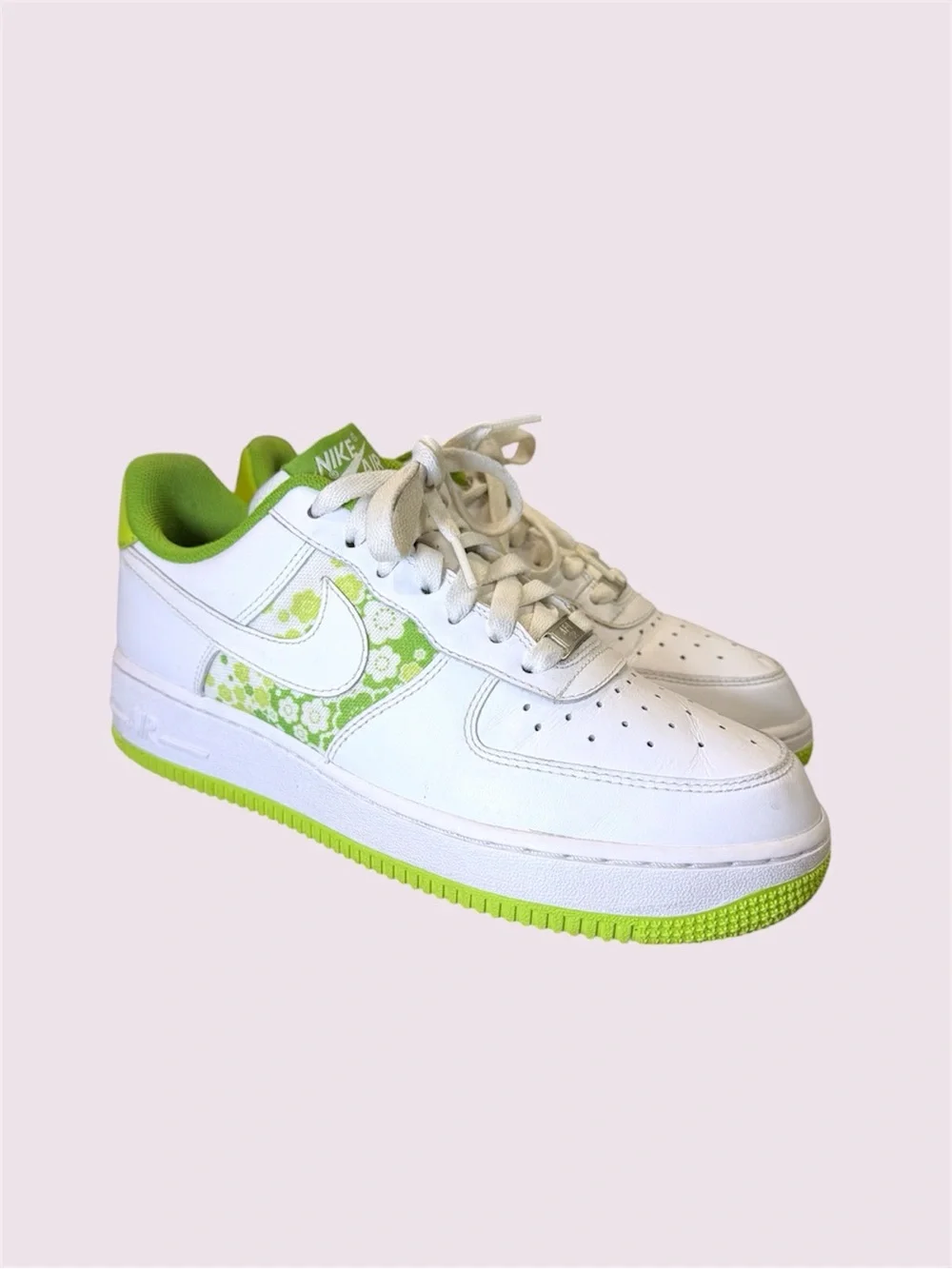 Nike Air Force 1 Low Womens Size 8 White Citron Lime Green Floral Y2K 315115-118